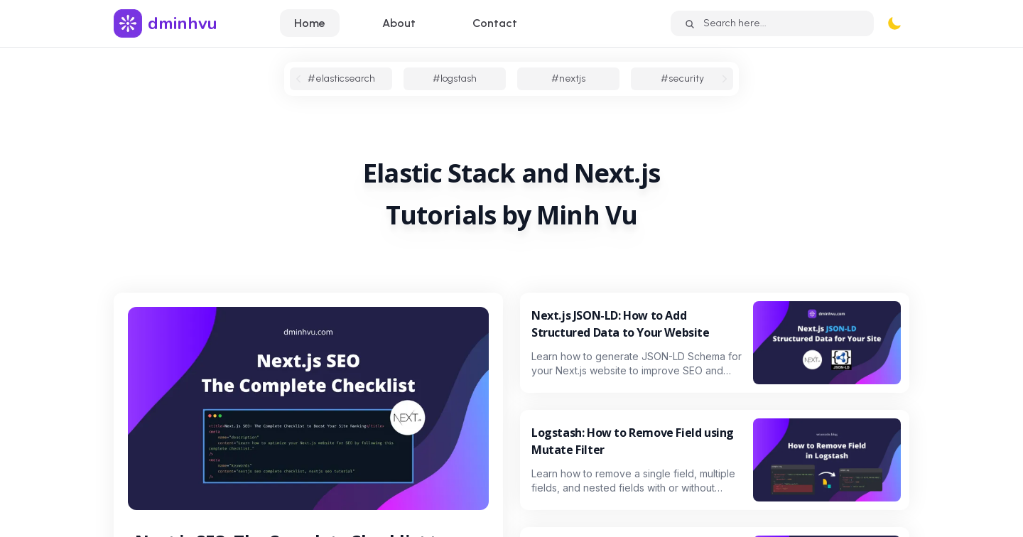 dminhvu: Elastic Stack and Next.js Tutorials