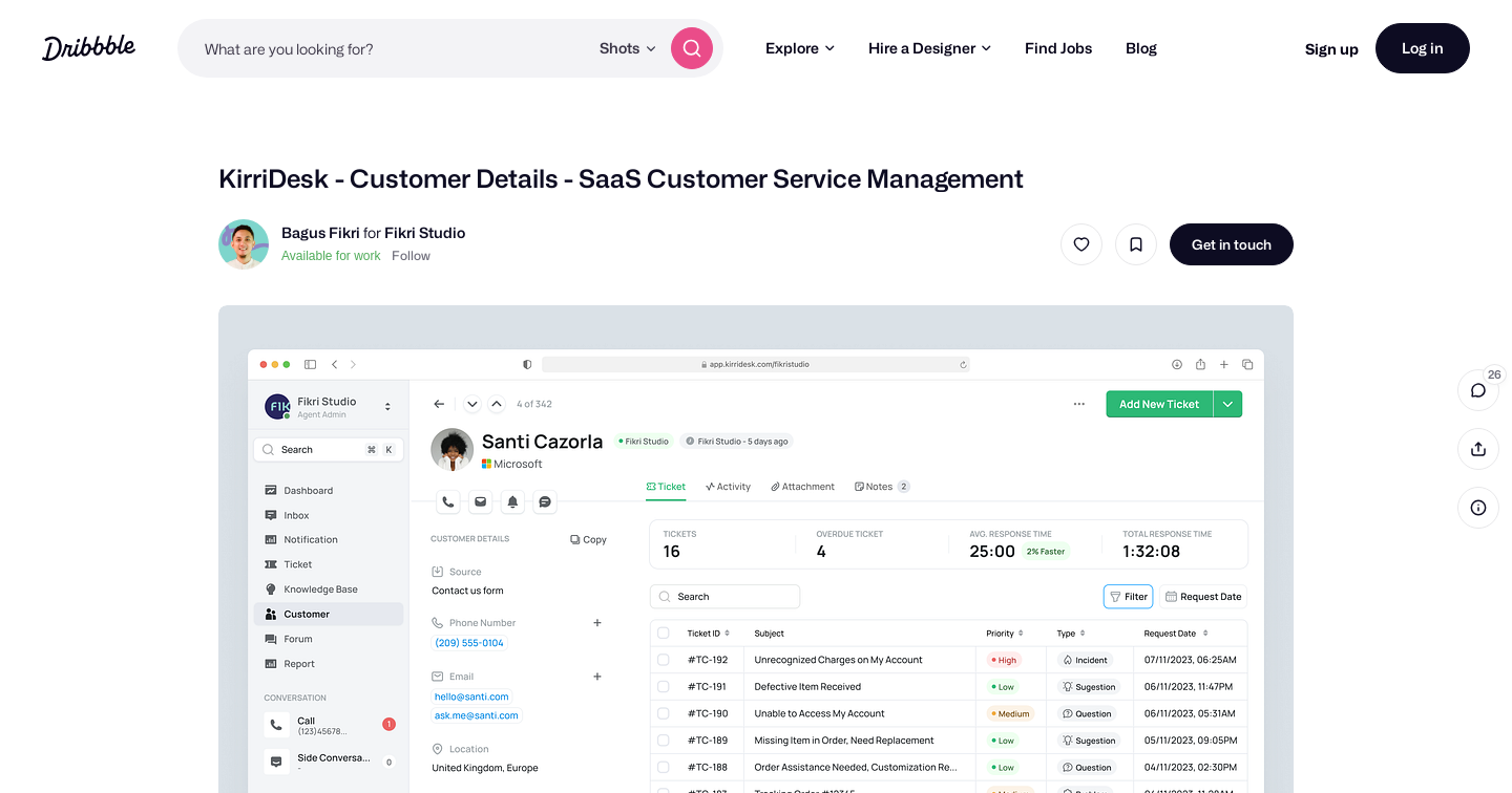 KirriDesk - Customer Details - SaaS Customer Service Management by Bagus Fikri for Fikri Studio on Dribbble