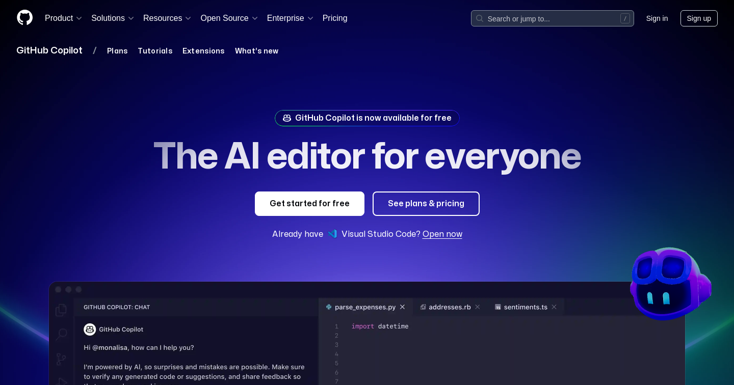 GitHub Copilot · Your AI pair programmer · GitHub