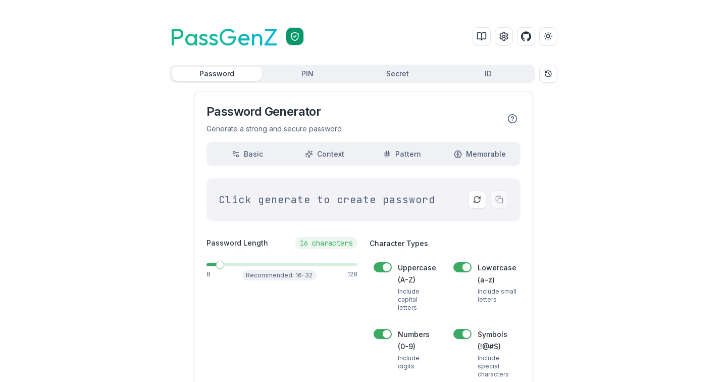 PassGenZ - Free Online Password Generator