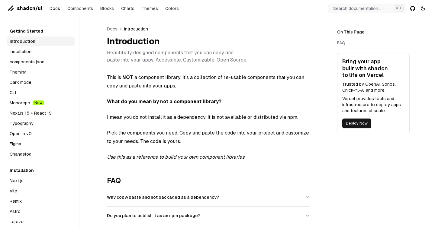 Introduction - shadcn/ui