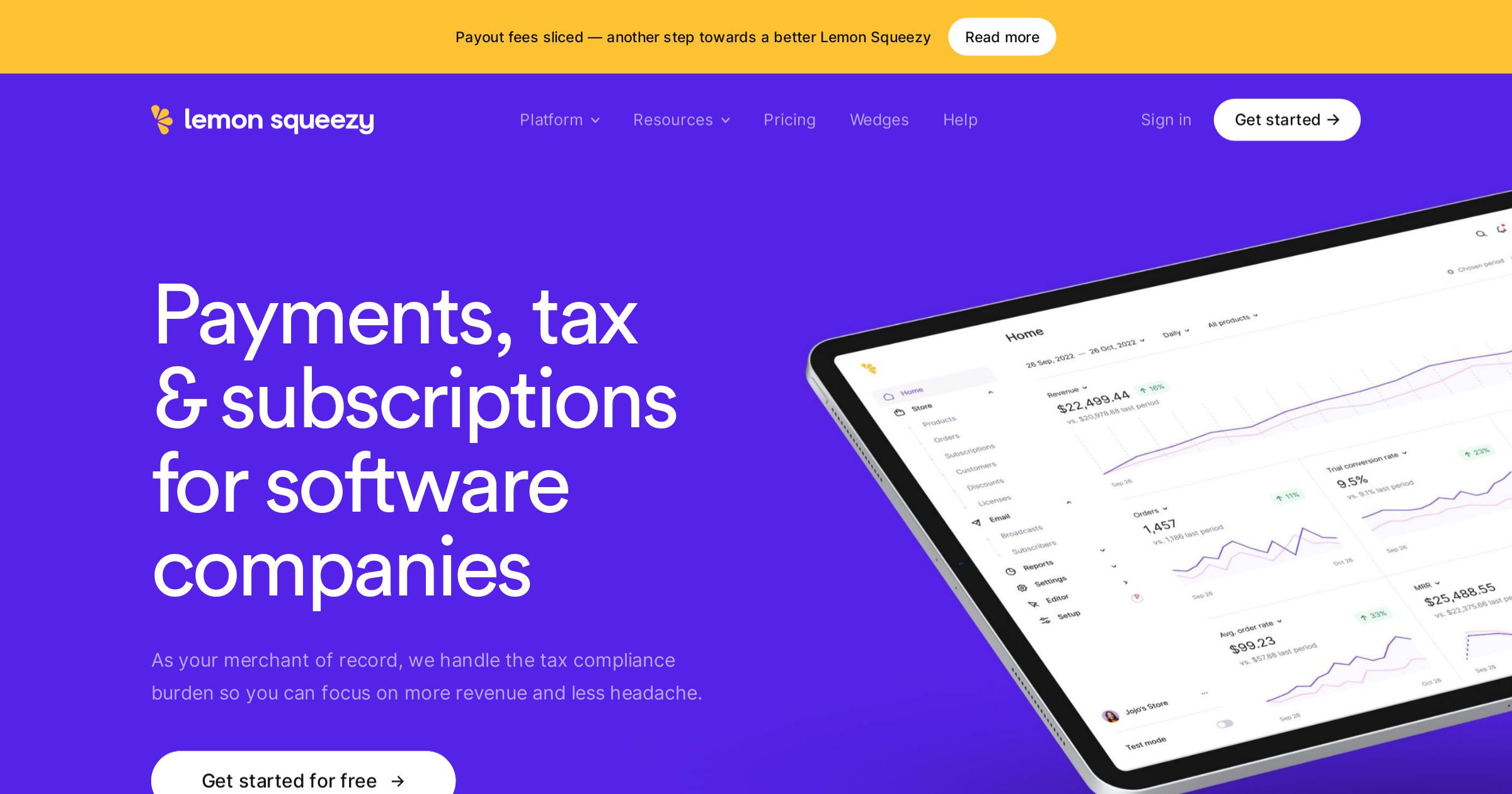 Payments, tax & subscriptions for software companies • Lemon Squeezy