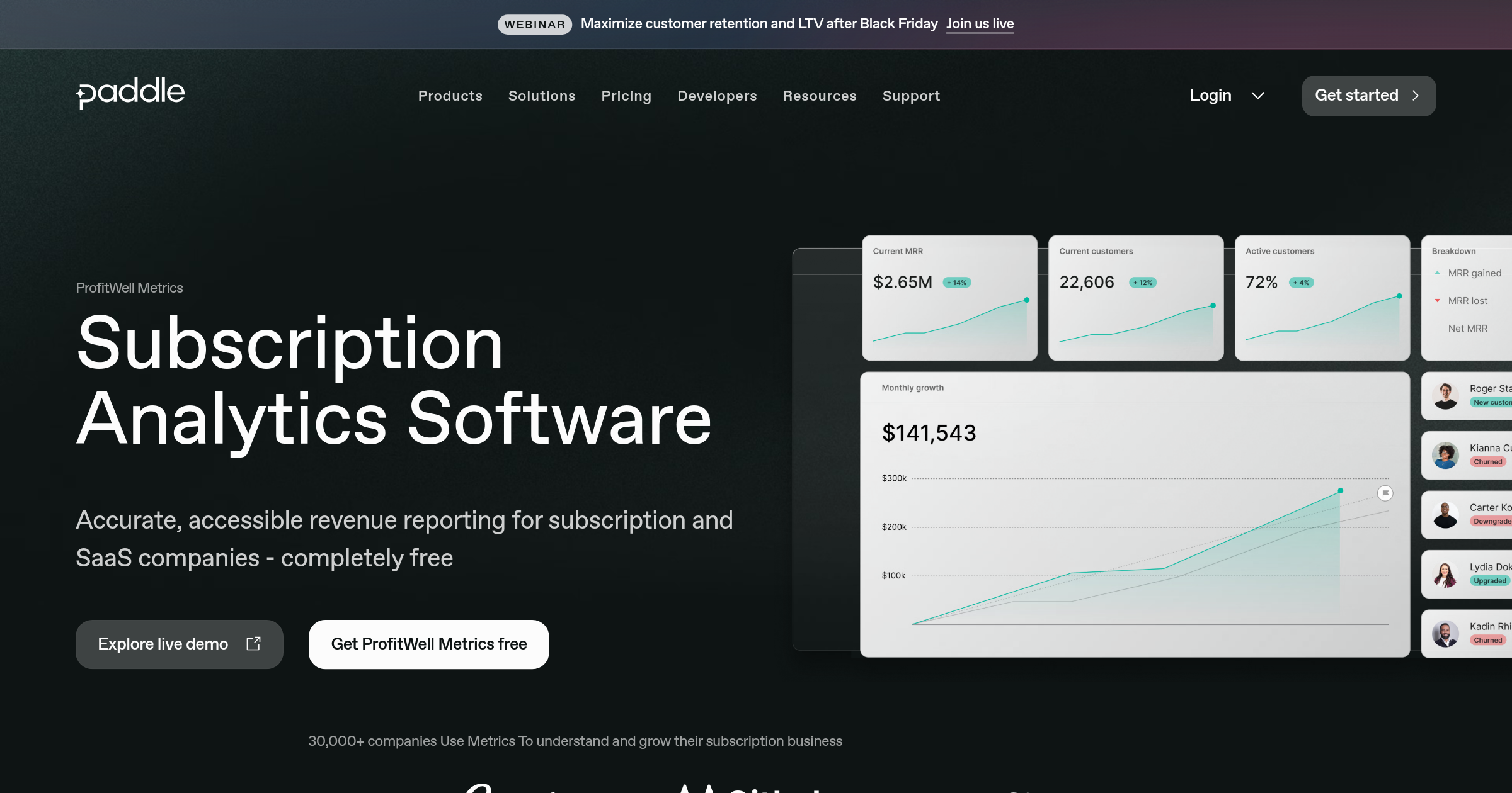 Subscription Analytics Software | Get Metrics For Free | Paddle